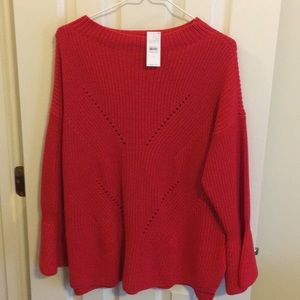 Red sweater with bell sleeves